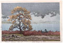Rain at Lake Matsue by Kawase Hasui