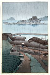 Rain at Mirotsu by Kawase Hasui 1st Ed.