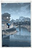Rain at Shinagawa by Kawase Hasui