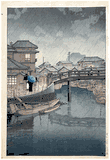 Rain at Shinagawa by Kawase Hasui