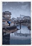 Rain at Shinagawa by Kawase Hasui