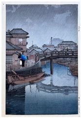 Rain at Shinagawa by Kawase Hasui
