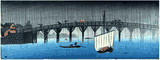 Rain over Makura Bridge by Shotei Pre Earthquake