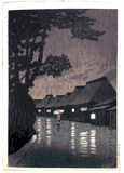 Rainy Night at Maekawa by Kawase Hasui "J" Seal