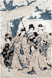 Reading a Message Outdoor by Utamaro