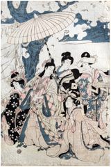 Reading a Message Outdoor by Utamaro
