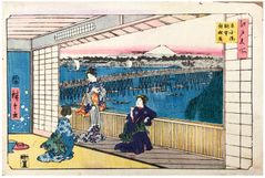 Restaurant with a View of the Ryogoku Bridge by Ando Hiroshige