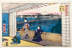 Restaurant with a View of the Ryogoku Bridge by Ando Hiroshige