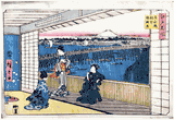Restaurant with a View of the Ryogoku Bridge by Ando Hiroshige