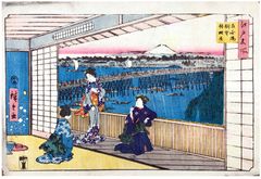 Restaurant with a View of the Ryogoku Bridge by Ando Hiroshige