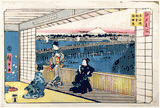 Restaurant with a View of the Ryogoku Bridge by Ando Hiroshige