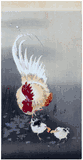 Rooster and Two Chick Fighting for a Butterfly Ohara Koson