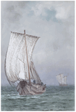 Sailing Boats by Hiroshi Yoshida Watercolor