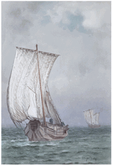 Sailing Boats by Hiroshi Yoshida Watercolor