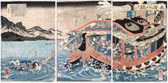 Sanemori Saving Oman by Utagawa Kuniyoshi