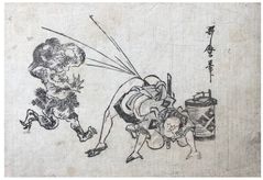 Scaring a ghost with a Fart by Kitagawa Utamaro