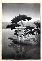 Moonlight at Seichoen Garden by Kawase Hasui