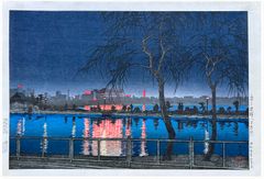 Shinobazu Pond at Night by Kawase Hasui