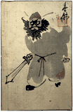 Shoki by Nakagawa Jubutsu Painting on Post Card