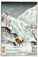 Packhorse in Snow by Takahashi Shotei