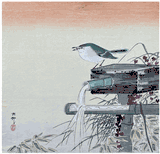 Siberian Blue Robin Sitting by Koson Ohara