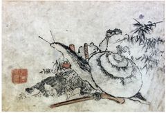 Snail over Man Hokusai School