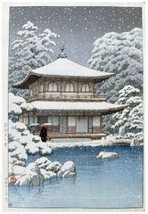 Snow at Ginkakuji Temple by Kawase Hasui 1st Ed.