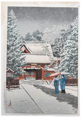 Snow at Hinoeda Shrine by Kawase Hasui