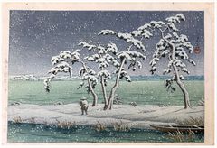 Snow at Hinuma Swamp by Kawase Hasui