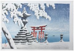 Snow at Itsukushima by Kawase Hasui
