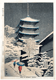 Snow at Kofukuji Temple by Takeji Asano