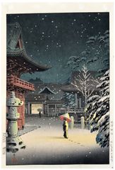Snow at Nezu Shrine by Tsuchiya Koitsu