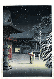Snow at Nezu Shrine by Tsuchiya Koitsu pre WWII