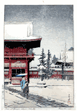 Snow at Nezugongen Shrine by Kawase Hasui