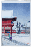 Snow at Nezugongen Shrine by Kawase Hasui "J" Seal