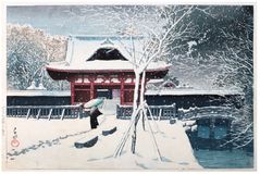 Snow at Shiba Park by Kawase Hasui 1st Ed.