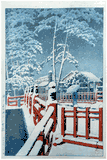 Snow at Yagumobashi Bridge by Kawase Hasui 6 mm Seal