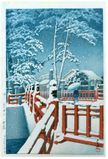 Snow at Yagumobashi Bridge by Kawase Hasui 6mm Seal