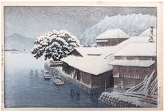 Snow Fall at Ishinomaki by Kawase Hasui 1st Ed.