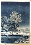 Snow on Sumida River by Tsuchiya Koitsu Pre WWII