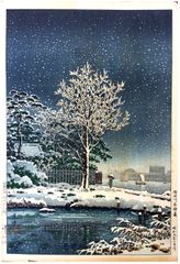 Snow on Sumida River by Tsuchiya Koitsu Pre WWII
