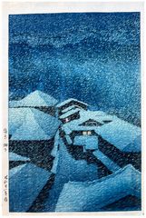 Snowstorm in Shiobara Hataori by Kawase Hasui 1st Ed.