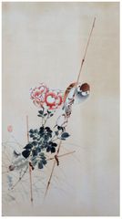 Sparrow in a Clump of Bamboo by Ohara Koson