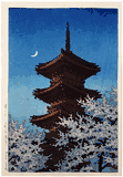 Spring Evening at the Toshogu Shrine by Kawase Hasui 1st Ed.