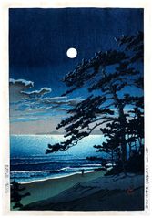 Spring Moon at Ninomiya Beach by Kawase Hasui