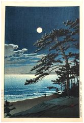 Spring Moon at Ninomiya Beach by Kawase Hasui Pre WWII
