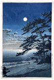 Spring Moon at Ninomiya Beach by Kawase Hasui 1st Ed.