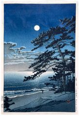 Spring Moon at Ninomiya Beach by Kawase Hasui 1st Ed.