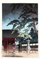Spring Rain at Gokoku-ji Temple by Kawase Hasui