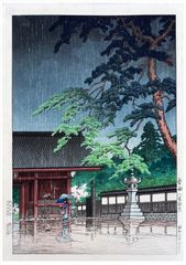 Spring Rain at Gokoku-ji Temple by Kawase Hasui